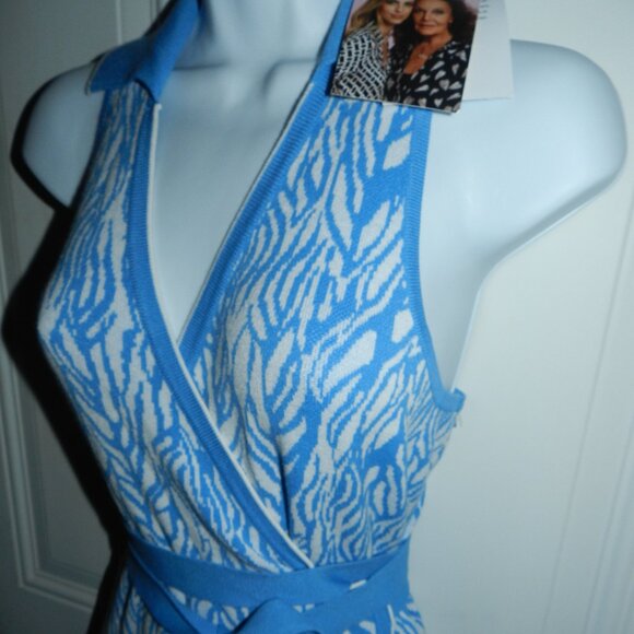 Diane Von Furstenberg X Target Collared Sea Twig Blue Wrap Dress M🆕📦⌚🏃🏻💨⚡🚚 - Picture 4 of 16